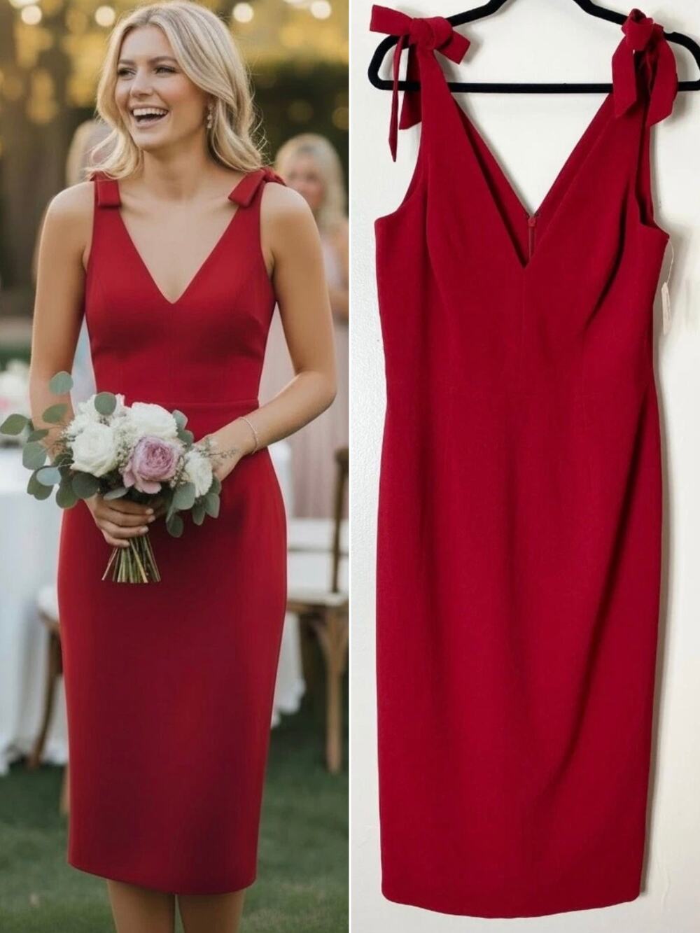 Dress The Population Red Dress Wedding Guest Cocktail